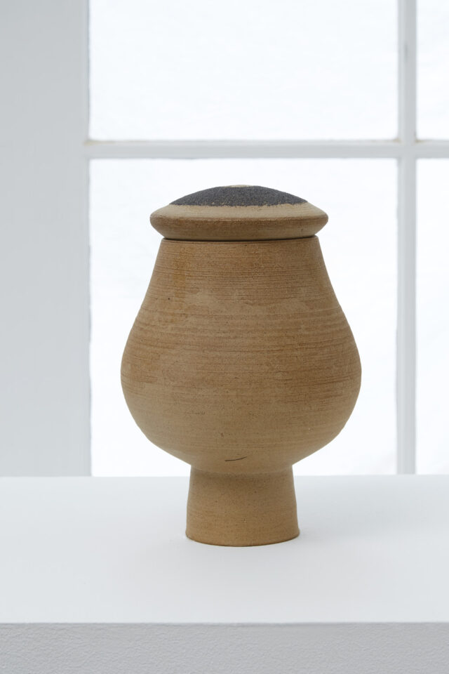 Minnie Negoro,
Jar with Lid,
ceramic, glaze,
1968.
5” x 4 ½” x 10”
Collection of the Mills College Art Museum, Oakland, CA
