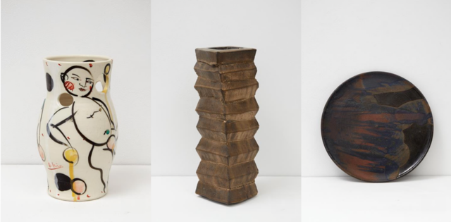 Images of three works of ceramic art