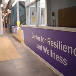 Center for Resiliency and Wellness in white letters on a purple background